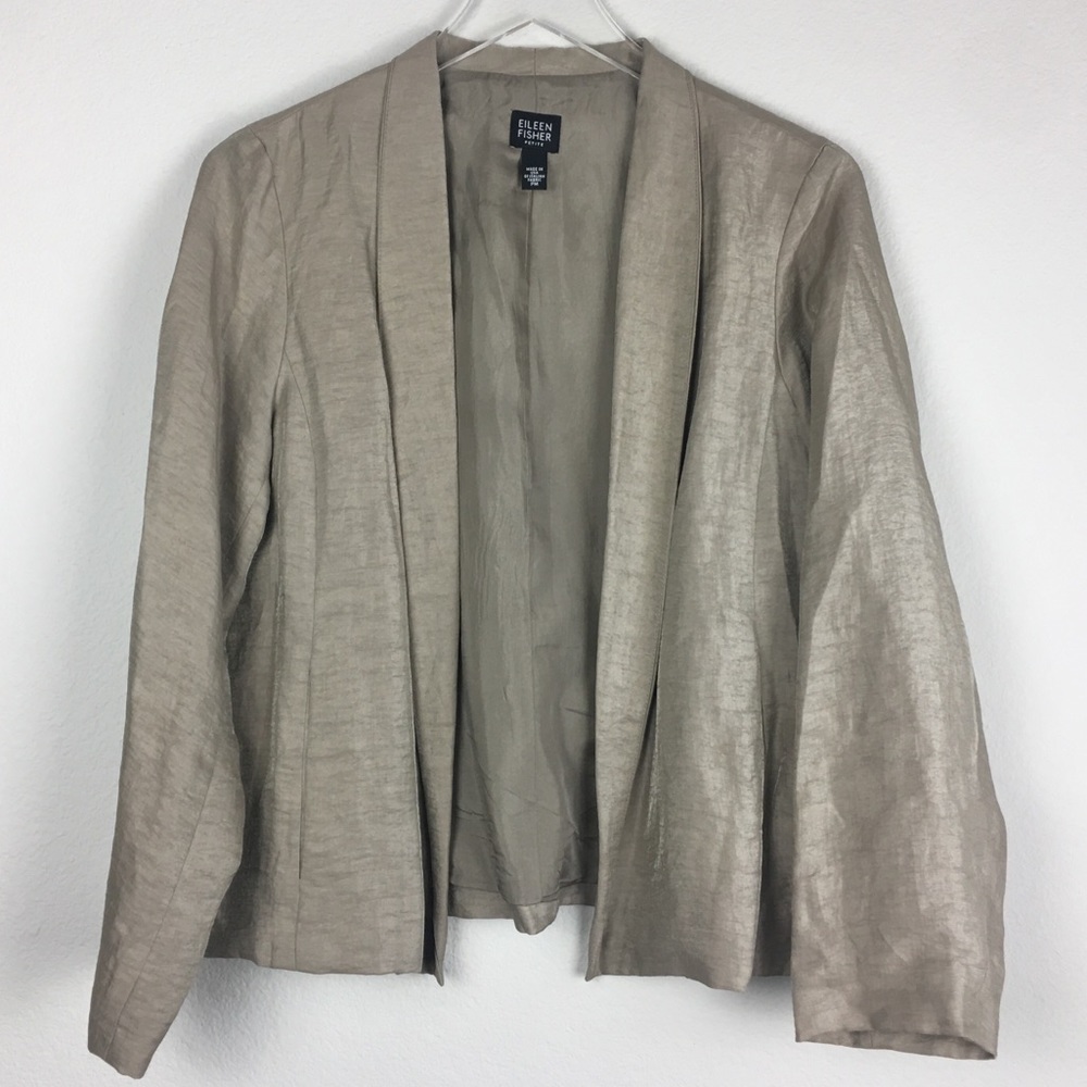 Eileen Fisher | Tan silk Open Cardigan | Petite M
